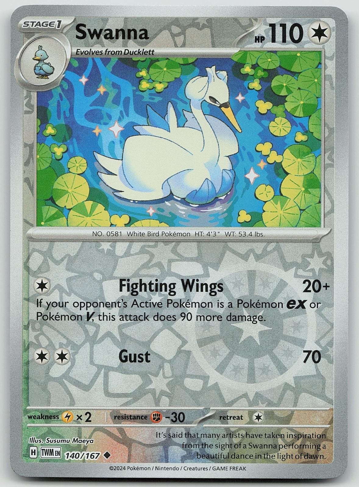 Pokemon Swanna 140/167 Twilight Masquerade Uncommon Reverse Holo NM