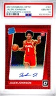 2021 Jalen Johnson Panini Donruss Optic ON CARD Auto Choice RC PSA 10 Red Prizm