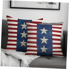 4th of July Pillow Covers 18x18 Set of 2 Patriotic American Flag Stars Outdoor