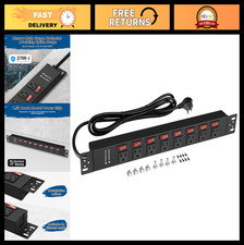8 Outlet Rack Mount PDU Power Strip, Surge Protector with Individual Switches, 1