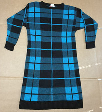 1980's Sweater Dress Plaid Design Women's Size Medium - Vintage WIZ Made in USA