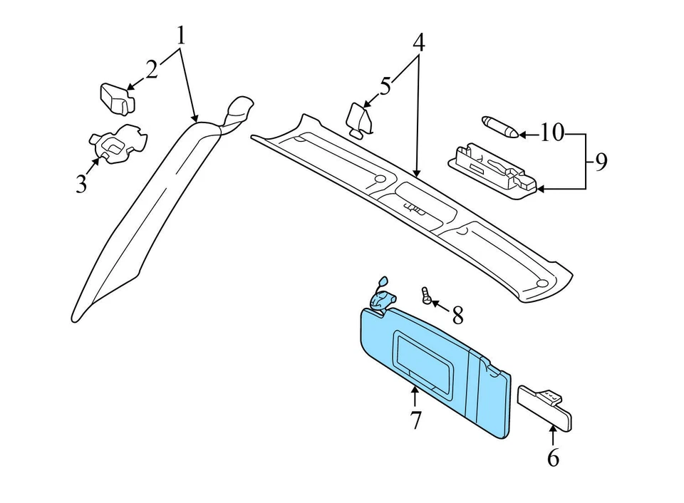 AUDI TT 2001-2002 1,8 L - Parasol derecho convertible/espejo 8N7857552B Foto 4 de 4