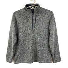 Eddie Bauer Radiator Sweater Fleece Quarter-Zip Pullover heather gray Medium