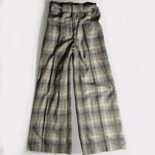 Vintage Trousers Up Womens Palazzo Wool Pants Plaid 70s 80s Sz 13/14 Retro