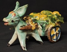 Asino carretto di limoni ceramica vietrese – Asinello firma Vietri  Maiolica '50