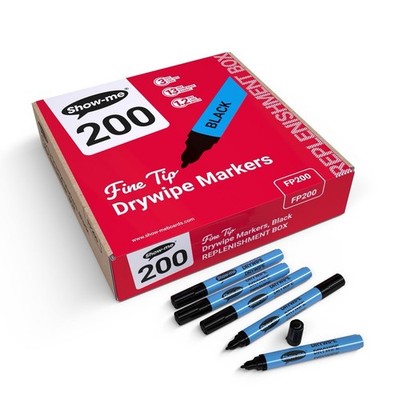 SHOW-ME - Whiteboard Marker | trocken abwischbar, radierbar schwarz feine Spitze 1,2 mm x197