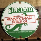 VINTAGE SINCLAIR PENNSYLVANIA MOTOR OIL PORCELAIN GASOLINE GAS SIGN