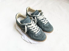 Maison Margiela GAT Sneakers Green Suede Men 7 40 Leather Gum Low Tops