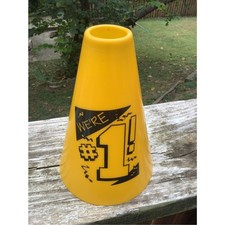 7" Yellow Plastic Megaphone We're #1 Cheerleading Cheer Squad Spirit USA Made