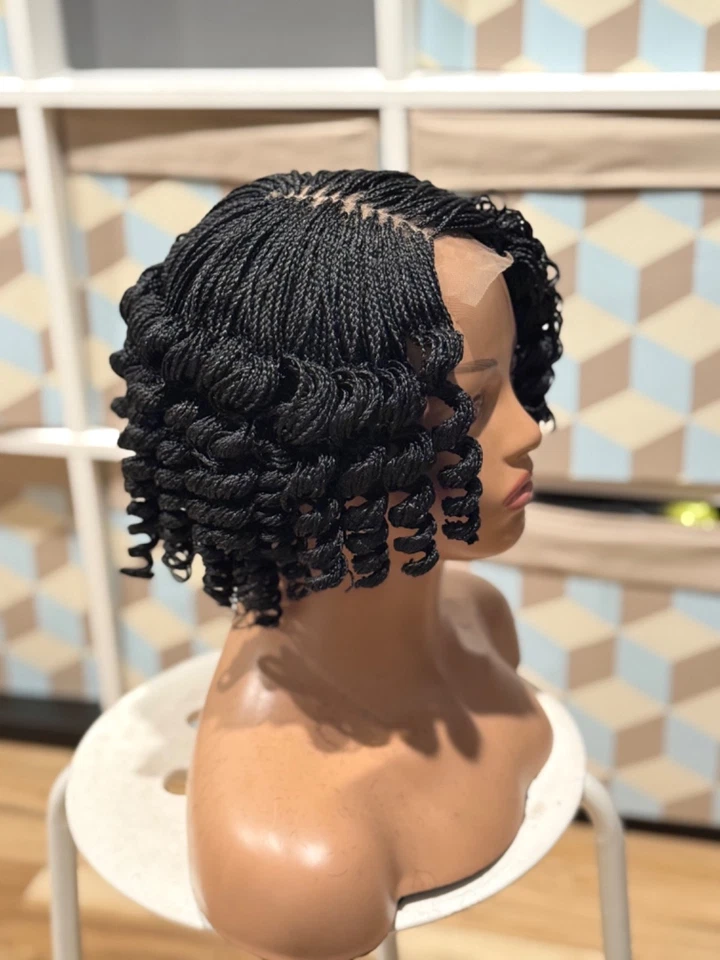 Peluca trenzada: hermosa peluca rizada micro torcida trenzada hecha a mano. Hecho en cierre 2X4 Foto 4 de 4