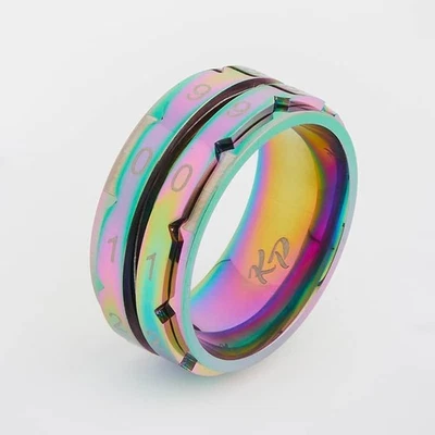 KintPro Reihenzähler Ring - Edelstahl, Größen 7-12, Schwarz & Rainbow - Bild 1 von 2