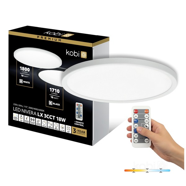 LED Plafond Nivera Circle 18W 3CCT LX IP54 Weiß Sensor Kobi Light-image