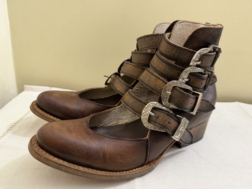 Freebird Steven Brown Leather Western  Buckle Scarlett Boots Shoes Y2K Boho 7