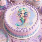 Mermaid Under The Sea Pre-cut Round Edible Icing Cake Topper