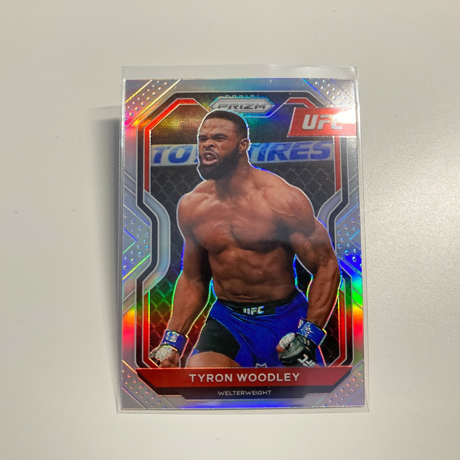 Tyron Woodley 2021 Panini Prizm UFC Silver Refractor Card #33