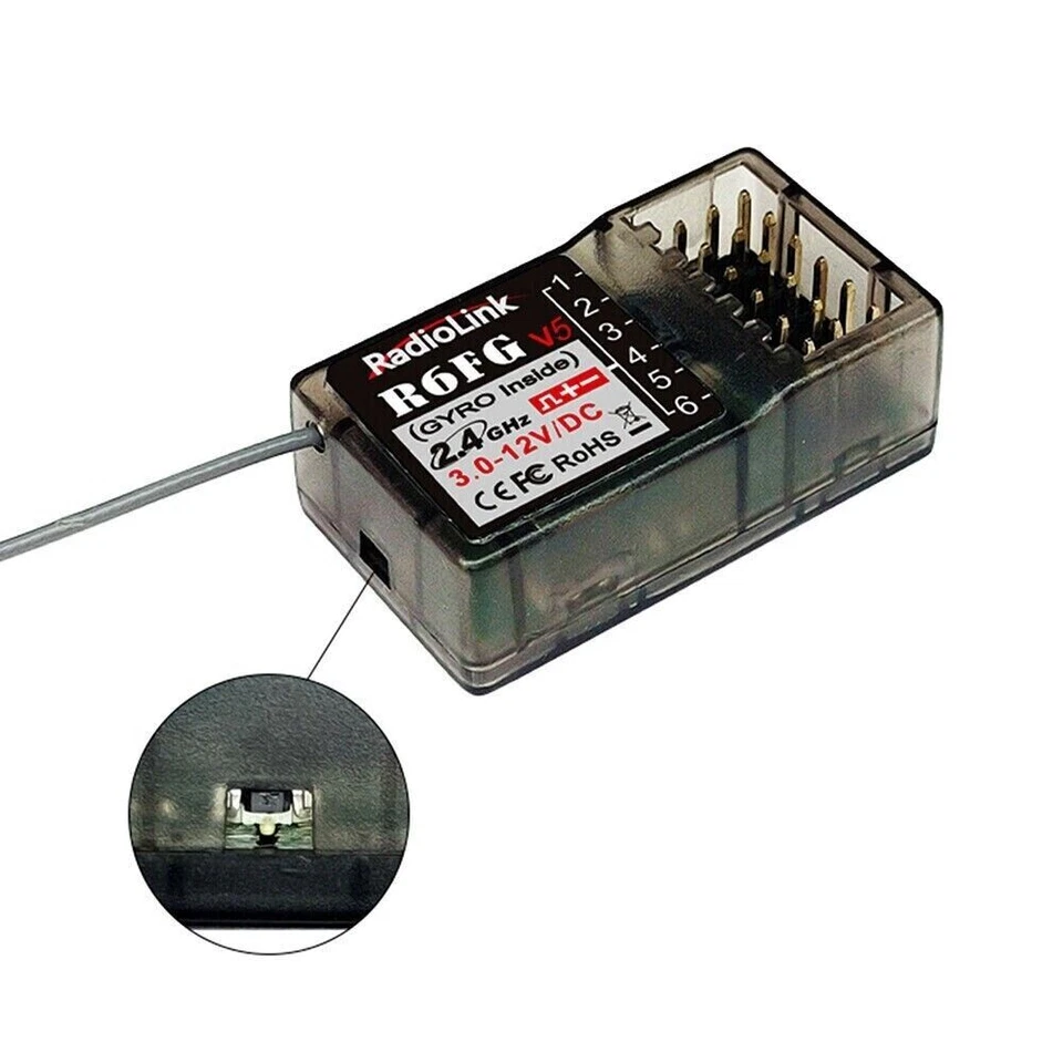 Radiolink R6FG V5 2.4G 6CH FHSS Receiver Gyro for RC6GS V2/RC4GS Transmitter - Image 4 of 4
