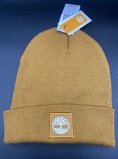 Timberland Beanie Men Or Women Brown Color Embroidered Logo Folded Cuff Knitted