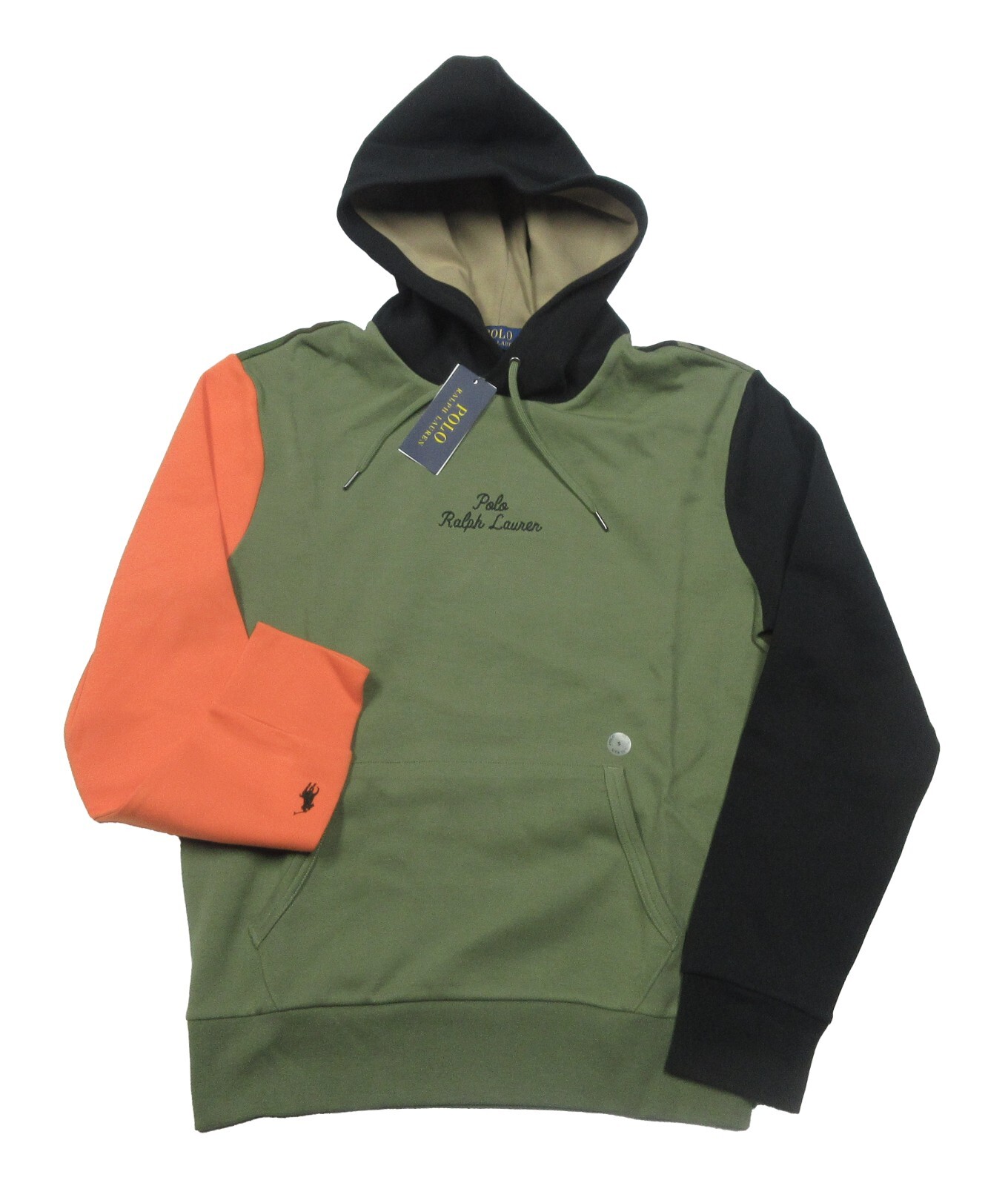 Felpa con cappuccio pullover Polo Ralph Lauren uomo mimetica giocatore di pony blocco colore doppia maglia