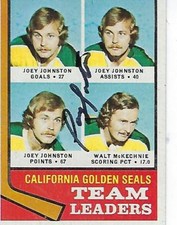 JOEY JOHNSTON SIGNED 1974-75 TOPPS #56 - CALIFNORNIA GOLDEN SEALS