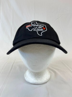 HEB Texas Baseball Cap Buckleback Hat Partners with Love Black Adjustable Casual