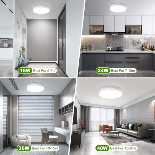 LED Deckenleuchte Bad rund Badezimmer-Lampe flach Schlafzimmer Küche Flur IP54 - Bild 12 von 28