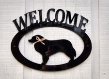 Bernese Mountain Dog Handcrafted Metal Welcome Sign black silhouette Made in USA