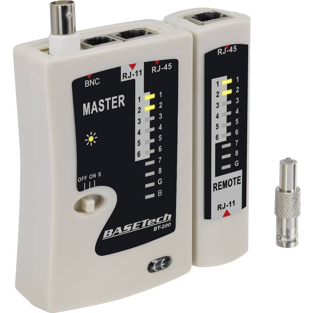 Tester cavi BT-200 Basetech BT-200 Adatto per RJ-45, RJ-11, BNC