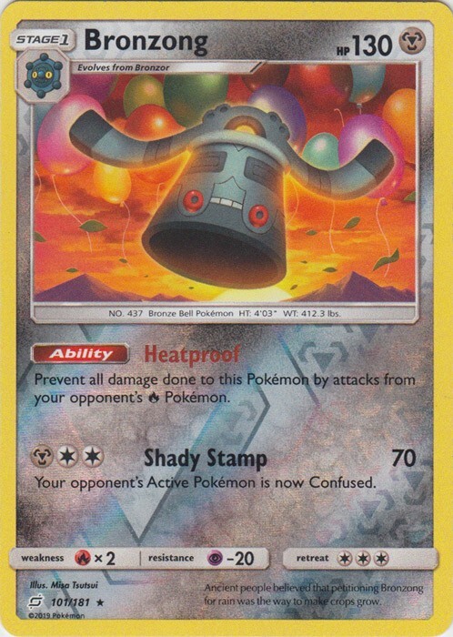 Reverse Holo Bronzong 101/181 Rare Team Up Pokemon TCG