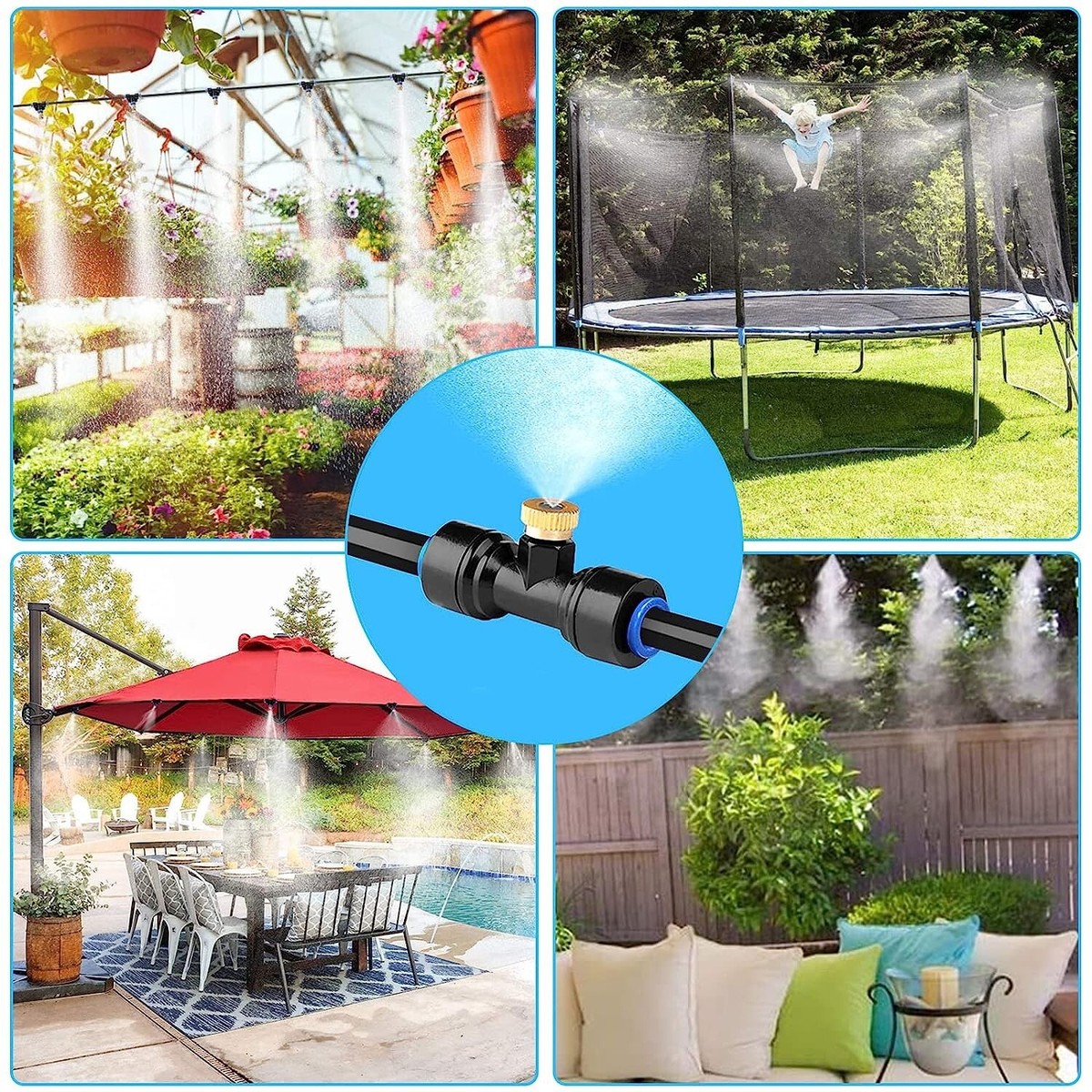 Sistema Di Nebulizzazione Per Giardino Con Pompa 12V - Kit Irrigazione A Nebbia Per Patio, Serra E Raffrescamento Esterno