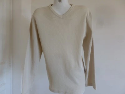 BEAU SWEAT SHIRTS MARQUE " CELIO " PIQUE DE COTON BEIGE T.L PROPRE - Photo 1/4