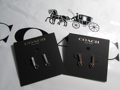 COACH♥Signature Pave Bar Stud ピアス 91466 Coach Pave Crystal Signature