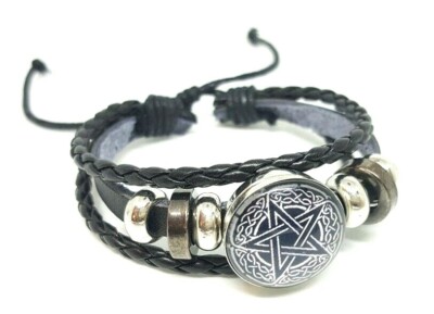Leather Viking Vegvisir Rune perun Viking Cuff Bracelet Icelandic Stave Norse #2