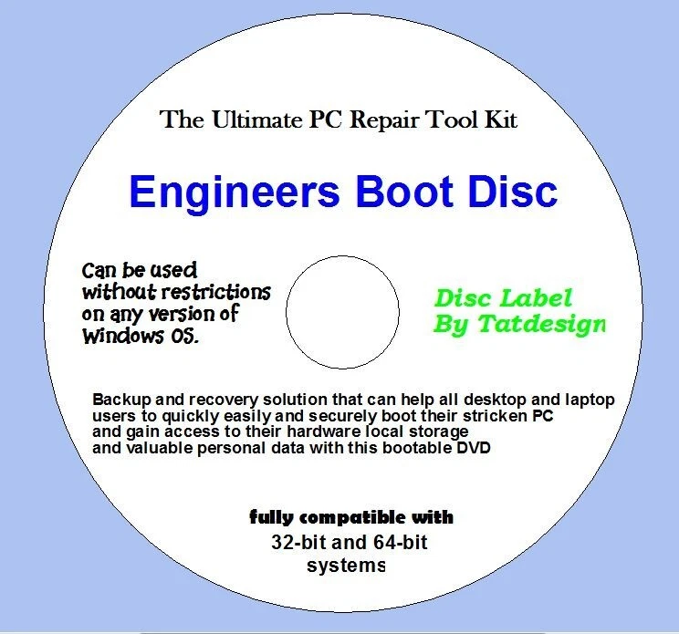 Engineers Boot Disc Disk Recovery Fix Repair Windows XP/Vista/7/8/10/11 DVD/CD - Image 2 of 2