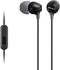 In-Ear Earbud Headphones with Mic, Black MDREX15AP/B 