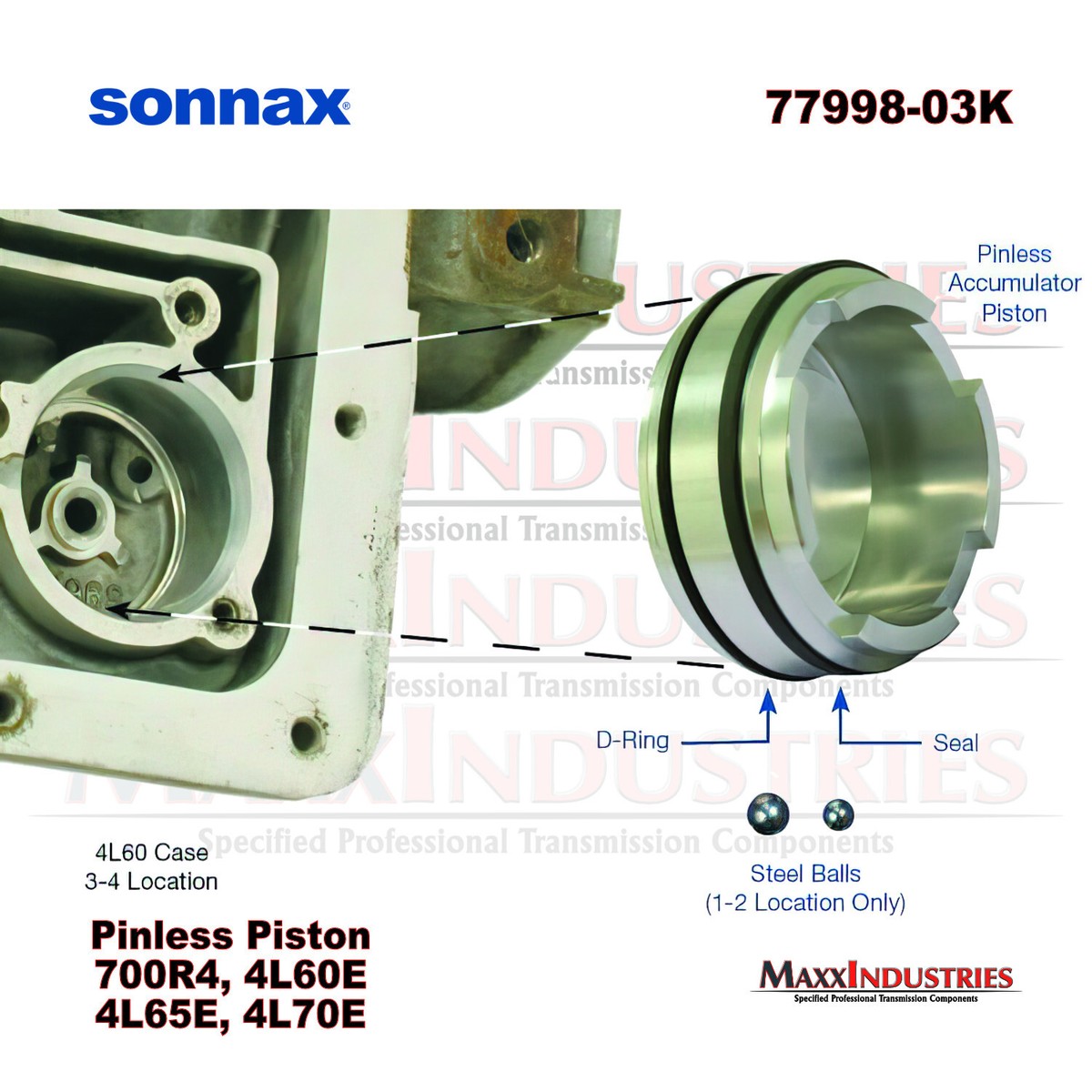 Sonnax 77998-03K Transmission Kit, 1-2 or 3-4 Accumulator