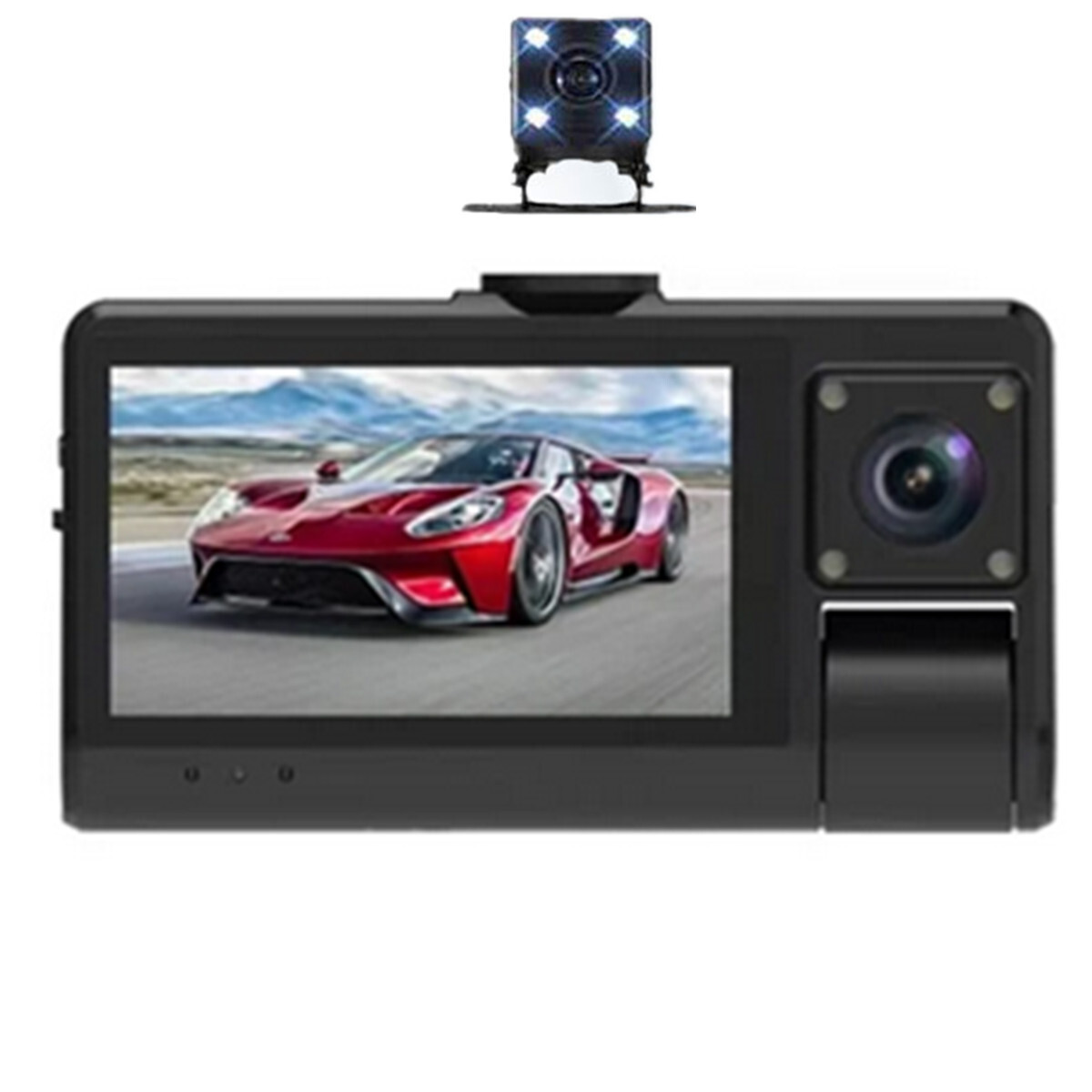 3-Lens Touch Screen Dash Cam with Night Vision, WiFi & G-Sensor