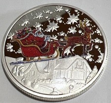  Santa Delivering Presents Merry Christmas Silver Plated Coin With Coin Capsule