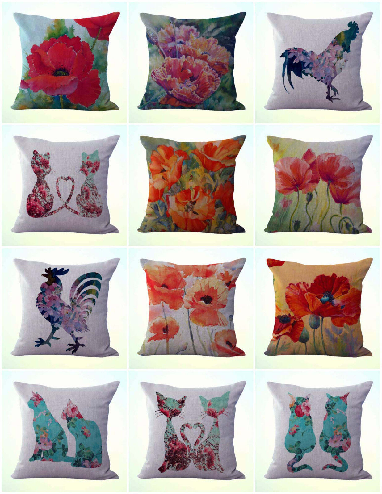  10pcs dining room chair cushion covers poppy flower shabby chic