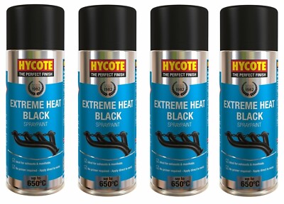 4x Schwarz Hochtemperatur Sprühlack VHT bis 650°C für Motor Auspuff 400ml