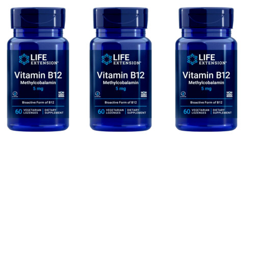 Витамин B12 5000 мкг (метилкобаламин 5 мг) Life Extension 3X60 леденцов