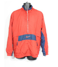 Vintage Nike Mens Jacket Large 1990s 90s Red Blue Activewear 1/2 Zip Windbreaker
