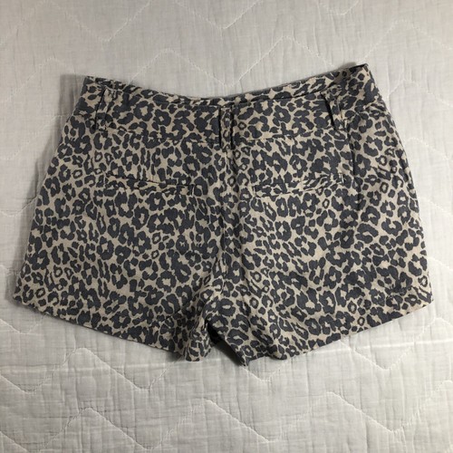 Cynthia Rowley Shorts Women’s Size 2 Gray Cream Leopard Animal Print Linen - Picture 2 of 12