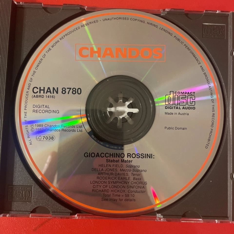 Richard Hickox / Rossini Stabat Mater CD Album Chandos 1989 Made In Austria Foto 3 de 4