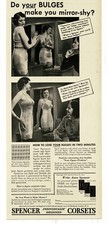 1939 Spencer Corsets woman posing in front of mirror Vintage Print Ad
