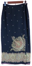 SK11505- DANA B & KAREN Women's Silk Maxi Wrap Skirt Paisley Multicolor Size 10