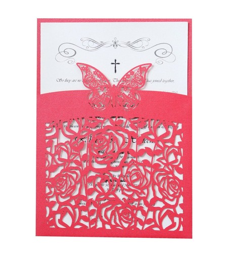 Laser Cut Rose Butterfly Wedding Invitation Card Hotel Business Greeting Cards - Picture 16 of 24