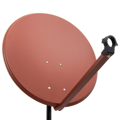 PremiumX 80cm Satelliten Schüssel Stahl Ziegelrot SAT Antenne Offset Spiegel 4K