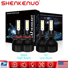 Combo 9005 H7 6000K Front LED Headlight High Low Beam Bulbs Kits Super Bright