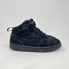 Nike Court Borough Mid 2 Triple Black Athletic Shoes CW5867-001 Youth Size 5.5