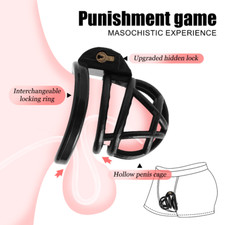 Resin Male Chastity Cage Device for Men Locking Belt with 4 Rings Lockable BDSM